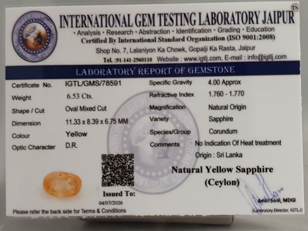 SRI LANKA YELLOW SAPPHIRE SILONI PUKHRAJ